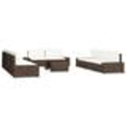 vidaXL Salon de jardin 10 pcs Résine tressée Marron - TU