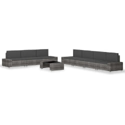 vidaXL Salon de jardin 8 pcs Résine tressée Gris - TU