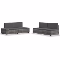 vidaXL Salon de jardin 4 pcs Résine tressée Gris - TU