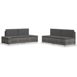 vidaXL Salon de jardin 4 pcs Résine tressée Gris - TU