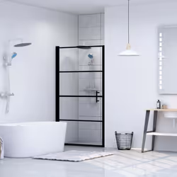 Description générale Cette porte de douche moderne apporte un air d'esthétique industrielle à votre salle de bain. Elle combi ...