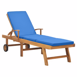 VidaXL 3054636, Linge, Siège rembourré, Teck, Bleu, 1950 mm, 595 mm