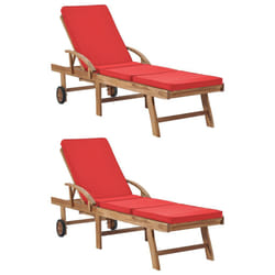 VidaXL 3054637 chaise d'extérieur Linge Siège rembourré Teck Rouge