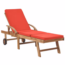 VidaXL 3054637 chaise d'extérieur Linge Siège rembourré Teck Rouge