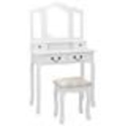 vidaXL Ensemble de coiffeuse avec tabouret Blanc 80x69x141cm Paulownia - TU