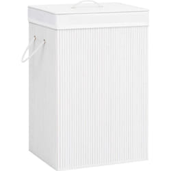 Vidaxl - Panier à linge avec 2 sections bambou blanc 72 l