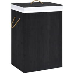 Vidaxl - Panier à linge avec 2 sections bambou noir 72 l