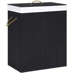 Panier à linge avec 2 sections bambou noir 100 l Vidaxl