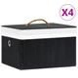 vidaXL Boîtes de rangement en bambou 4 pcs Noir - TU