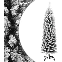 vidaXL Sapin de Noël artificiel mince flocon de neige vert 150 cm PVC - TU