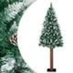 vidaXL Sapin de Noël mince bois véritable et neige blanche vert 210 cm - TU