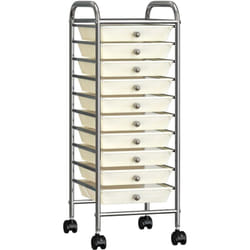 Vidaxl - Chariot de rangement mobile à 10 tiroirs Blanc Plastique
