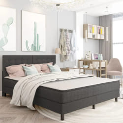 vidaXL Sommier à lattes - Gris foncé 160x200 cm Tissu