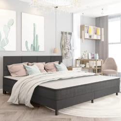 VIDAXL Sommier avec matelas et surmatelas 200x200 cm - Gris foncé