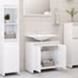vidaXL Armoire de salle de bain Blanc brillant Bois d'ingénierie - TU