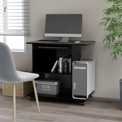 Bureau d'ordinateur avec étagère amovible et roues en bois en bois différentes couleurs Couleur : Le noir