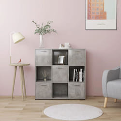 Librairie élégante avec des compartiments ouverts et 5 portes en bois mobile moderne différentes couleurs Couleur : Gris en béton