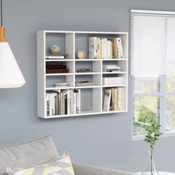 vidaXL Étagère murale Blanc brillant 90x16x78 cm Bois d’ingénierie