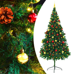 vidaXL Arbre de Noël artificiel pré-éclairé avec boules vert 210 cm - TU