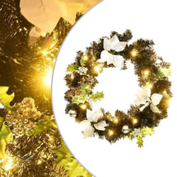 vidaXL Couronne de Noël avec lumières LED Noir 60 cm PVC - TU