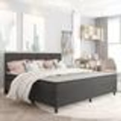 vidaXL Sommier à lattes de lit Gris foncé Tissu 200x200 cm 3054801
