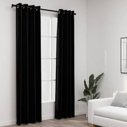 Vidaxl - Rideaux occultants Aspect lin avec œillets 2 pcs Noir 140x225cm