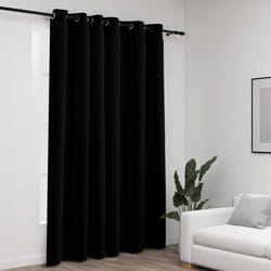 vidaXL Rideau occultant Aspect de lin avec œillets Noir 290x245 cm