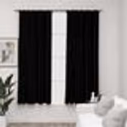 vidaXL Rideaux occultants aspect lin avec crochets 2pcs Noir 140x175cm - TU