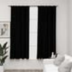 vidaXL Rideaux occultants aspect lin avec crochets 2pcs Noir 140x175cm - TU