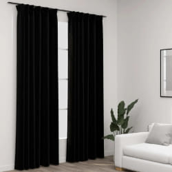 vidaXL Rideaux occultants aspect lin avec crochets 2pcs Noir 140x245cm - TU