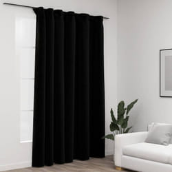 Vidaxl - Rideau occultant d'aspect de lin avec crochets Noir 290x245 cm