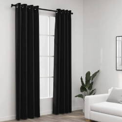 vidaXL Rideaux occultants Aspect de lin 2 pcs Anthracite 140x245 cm - TU