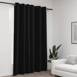 vidaXL Rideau occultant Aspect de lin à œillets Anthracite 290x245 cm - TU