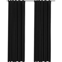 Rideaux occultants aspect lin crochet 2pcs Anthracite 140x245cm