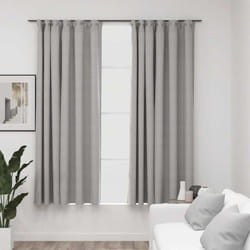 vidaXL Rideaux occultants aspect lin avec crochets 2pcs Gris 140x175cm