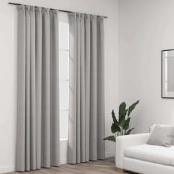 Vidaxl - Rideaux occultants aspect lin avec crochets 2pcs Gris 140x225cm
