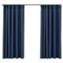 vidaXL Rideaux occultants aspect lin avec crochets 2pcs Bleu 140x175cm - TU