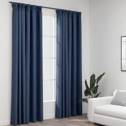 Rideaux occultants aspect lin avec crochets 2pcs Bleu 140x245cm Vidaxl