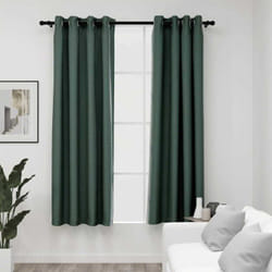 Rideaux occultants Aspect lin avec œillets 2 pcs Vert 140x175cm - Vidaxl