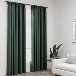vidaXL Rideaux occultants aspect lin avec crochets 2pcs Vert 140x245cm
