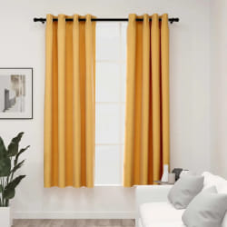 vidaXL Rideaux occultants Aspect lin à œillets 2 pcs Jaune 140x175 cm