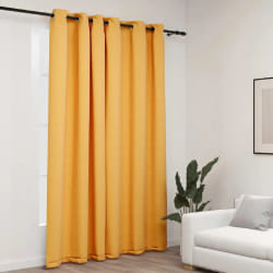 vidaXL Rideau occultant Aspect de lin avec œillets Jaune 290x245 cm - TU