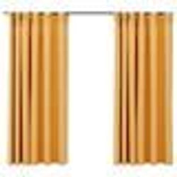 vidaXL Rideaux occultants aspect lin et crochets 2 pcs Jaune 140x175cm - TU