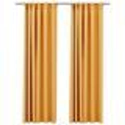 vidaXL Rideaux occultants aspect lin et crochets 2 pcs Jaune 140x245cm - TU