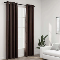 vidaXL Rideaux occultants Aspect lin avec œillets 2pcs Taupe 140x225cm - TU