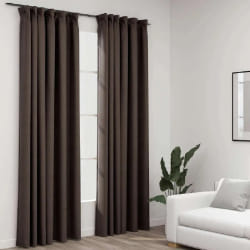 vidaXL Rideaux occultants aspect lin et crochets 2 pcs Taupe 140x245cm - TU