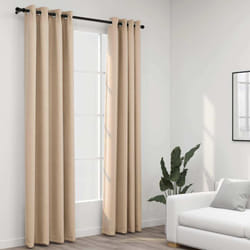 Rideaux occultants Aspect lin avec œillets 2pcs Beige 140x245cm