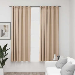 Vidaxl - Rideaux occultants aspect lin et crochets 2 pcs beige 140x175cm