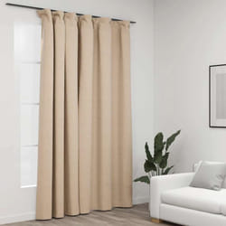 Rideau occultant d'aspect de lin avec crochets Beige 290x245 cm