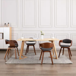 vidaXL Chaises à manger lot de 6 bois courbé et tissu gris - TU